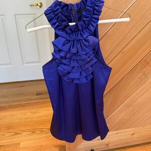Blaque Label Sleeveless Ruffled Neckline Top In blue